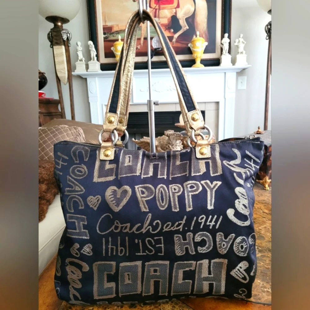 Coach Black and Gold Poppy Women's Bag - Picture 2 of 10